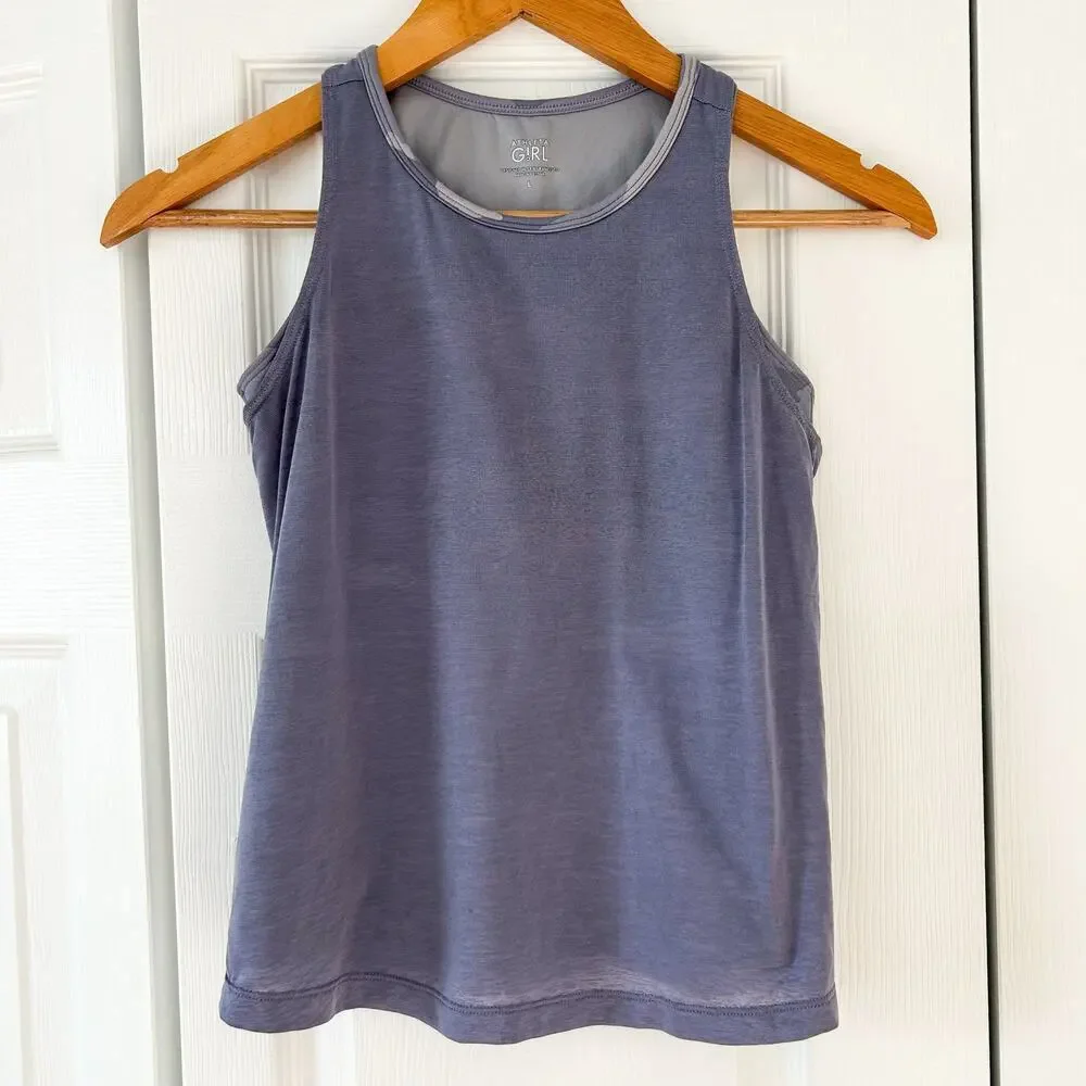 Athleta Girl Double The Fun Tank Purple Camo Back Size L Racerback EUC